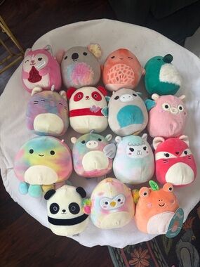 24 Squishmallows Pastel Tie-Dye, Pink, Gray, Orange & Teal Plush Collection